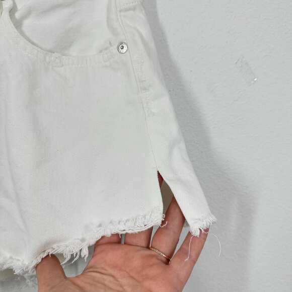Citizens of Humanity Premium Vintage Annabelle Long Relaxed Shorts White Raw Hem - Picture 10 of 11